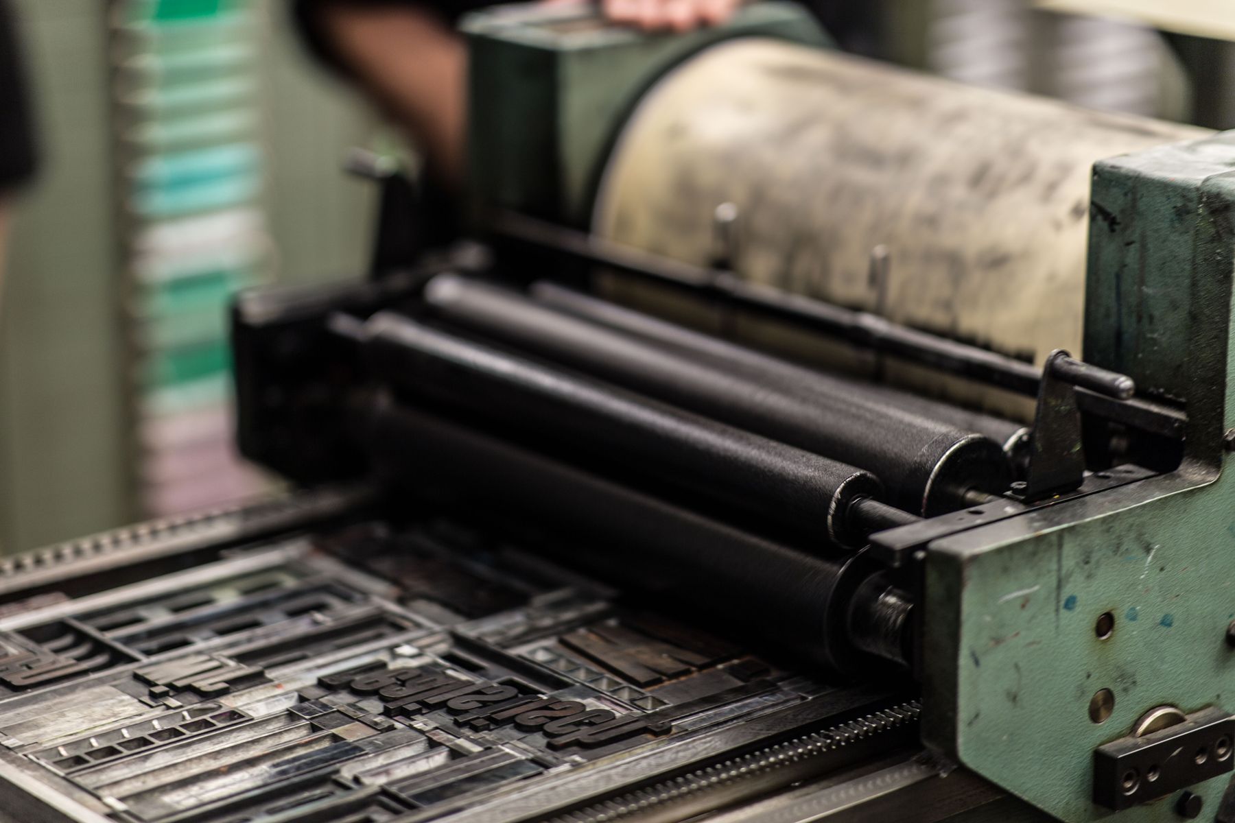 Letterpress rollers and metal printing type